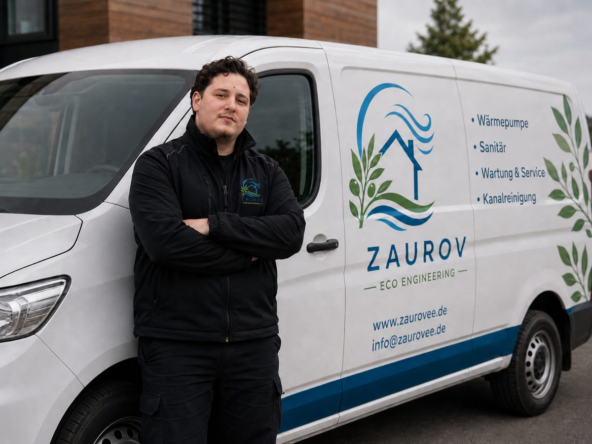 Gabriel Zaurov, Geschäftsführer von Zaurov Eco Engineering, vor dem Firmenfahrzeug