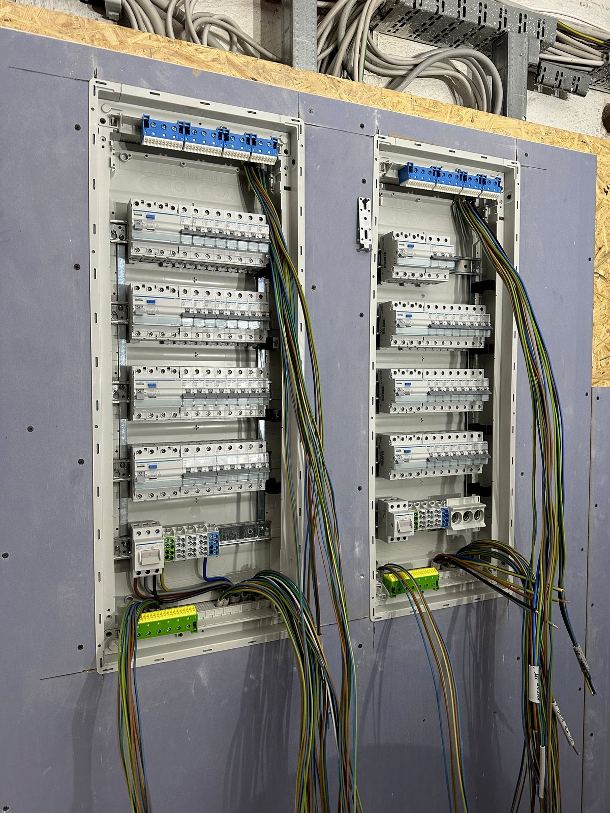 Neu aufgebauter Verteiler mit Fehlerstromschutz